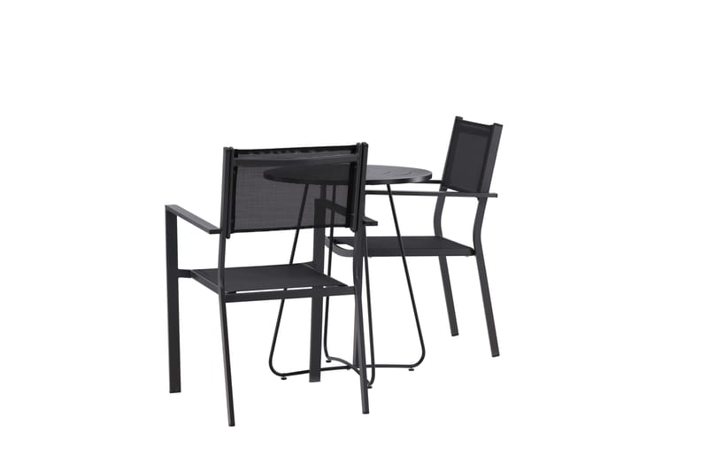Bacong Matgrupp Utomhus 60 cm Rund med 2 Copacabana Utestolar - Svart - Utemöbler - Utegrupp - Matgrupp utomhus