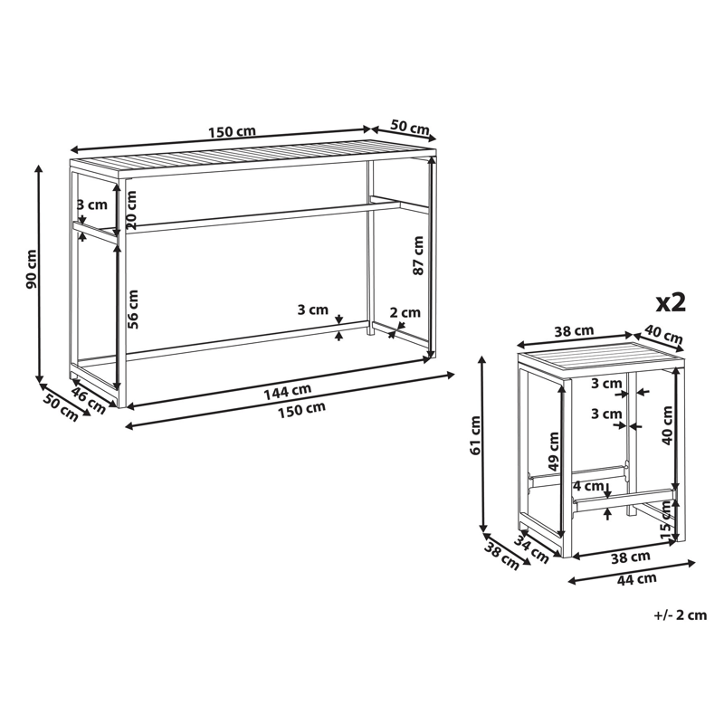 Baruppsättning För Trädgård 2-Sits Avetrana - Vit/brun - Utemöbler - Utegrupp - Matgrupp utomhus