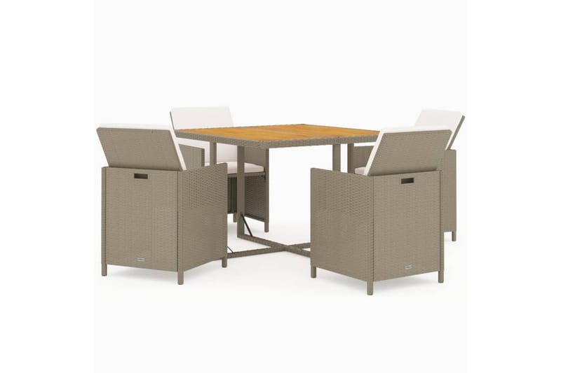 beBasic Matgrupp Utomhus för trädgården med dynor 5 delar konstrotting beige - Cream - Utemöbler - Utegrupp - Matgrupp utomhus