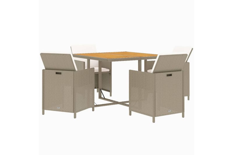 beBasic Matgrupp Utomhus för trädgården med dynor 5 delar konstrotting beige - Cream - Utemöbler - Utegrupp - Matgrupp utomhus