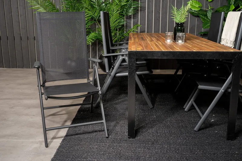Bois Matbord Utomhus 200 cm Svart/Brun med 6 Break Positionsstol Svart - Utemöbler - Utegrupp - Matgrupp utomhus