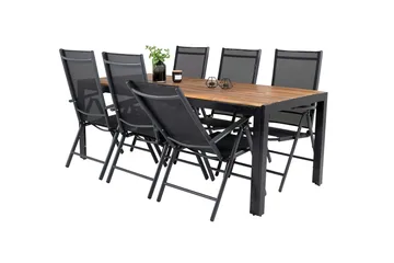 Bois Matbord Utomhus 200 cm Svart/Brun med 6 Break Positionsstol Svart - Utemöbler - Utegrupp - Matgrupp utomhus