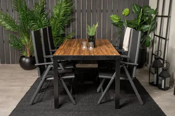 Bois Matbord Utomhus 200 cm Svart/Brun med 6 Break Positionsstol Svart - Utemöbler - Utegrupp - Matgrupp utomhus