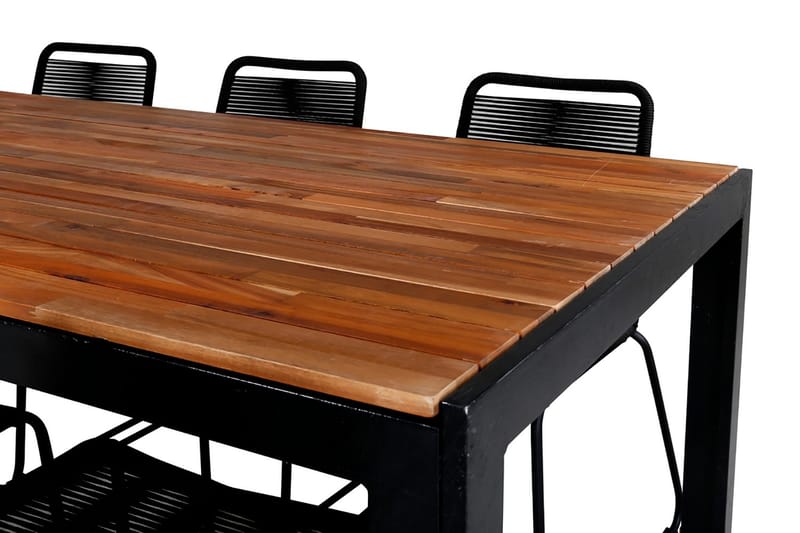 Bois Matgrupp Utomhus 205cm + 6 Lindos Stapelbara Matstolar - Svart/Grå - Utemöbler - Utegrupp - Matgrupp utomhus