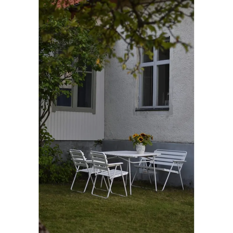 Bordsgruppset Varax Retro 403 + 2 st 305 + 302 Vit - Vit - Utemöbler - Utegrupp - Matgrupp utomhus