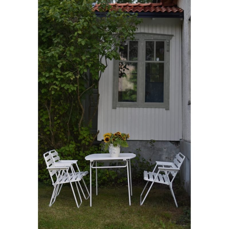 Bordsgruppset Varax Retro 403 + 2 st 305 + 302 Vit - Vit - Utemöbler - Utegrupp - Matgrupp utomhus