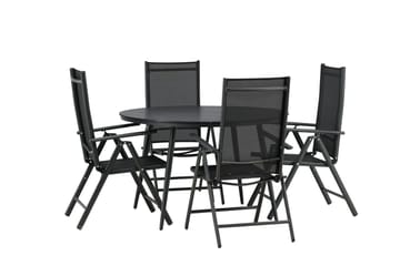 Break Matbord Utomhus 120 cm Rund med 4 Break Positionsstol Svart - Utemöbler - Utegrupp - Matgrupp utomhus