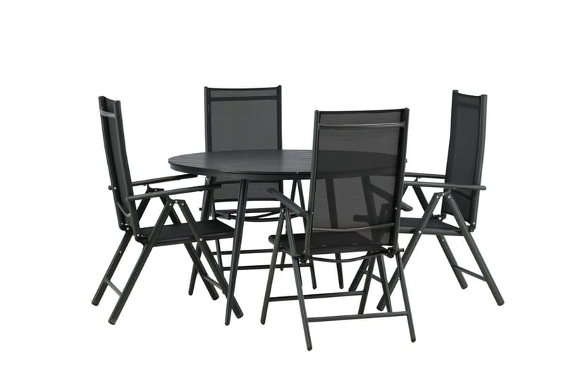 Break Matbord Utomhus 120 cm Rund med 4 Break Positionsstol Svart - Utemöbler - Utegrupp - Matgrupp utomhus