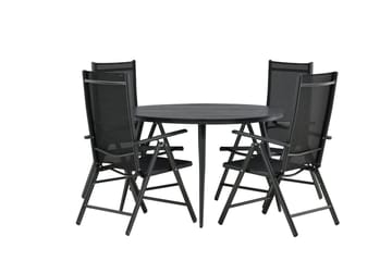 Break Matbord Utomhus 120 cm Rund med 4 Break Positionsstol Svart - Utemöbler - Utegrupp - Matgrupp utomhus