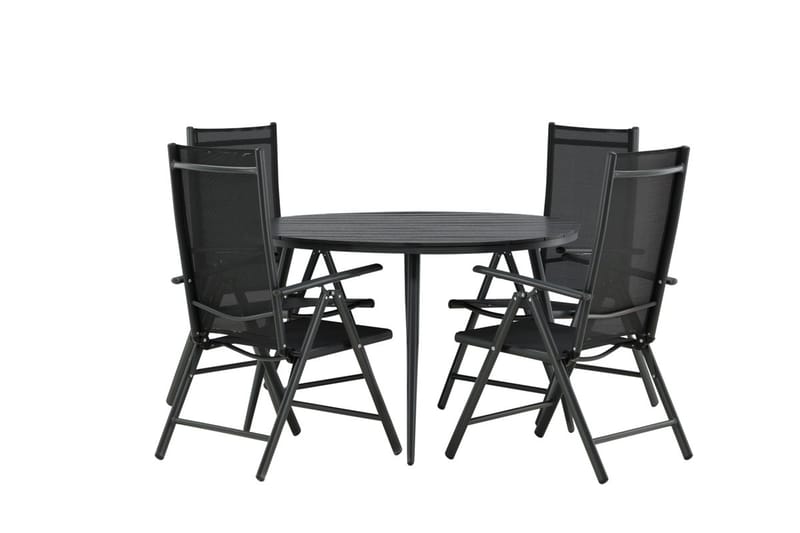 Break Matbord Utomhus 120 cm Rund med 4 Break Positionsstol Svart - Utemöbler - Utegrupp - Matgrupp utomhus