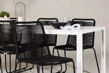 Break Matbord Utomhus 90x205 cm med 6 Lindos Stapelstol Svart - Utemöbler - Utegrupp - Matgrupp utomhus