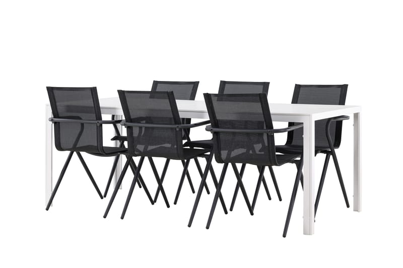 Break Matgrupp Utomhus 205 cm + 6 st Alling Matstolar Svart/Vit, undefined