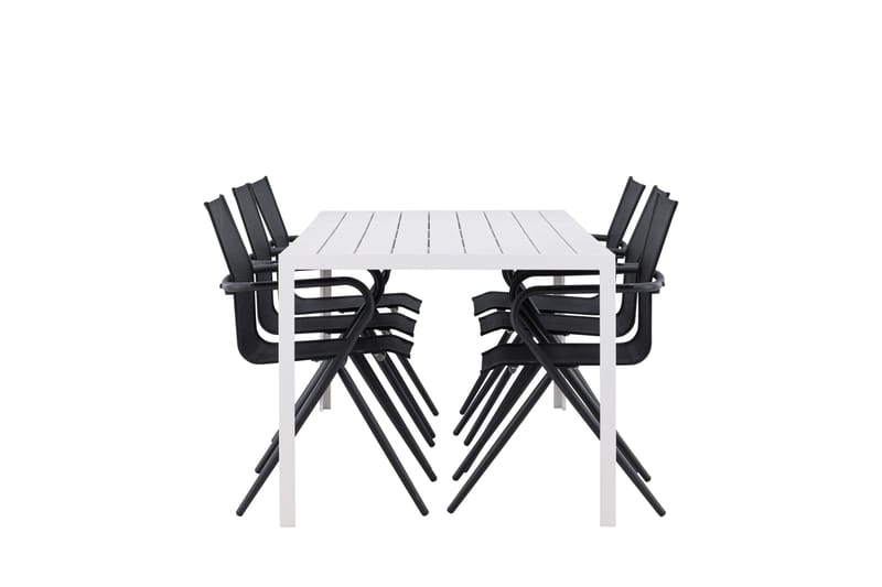 Break Matgrupp Utomhus 205 cm + 6 st Alling Matstolar Svart/Vit - Utemöbler - Utegrupp - Matgrupp utomhus