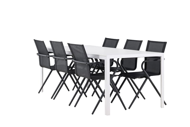 Break Matgrupp Utomhus 205 cm + 6 st Alling Matstolar Svart/Vit - Utemöbler - Utegrupp - Matgrupp utomhus