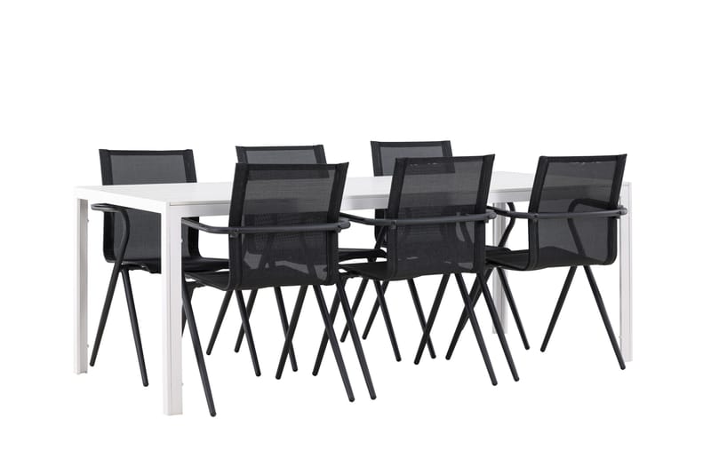 Break Matgrupp Utomhus 205 cm + 6 st Alling Matstolar Svart/Vit - Utemöbler - Utegrupp - Matgrupp utomhus