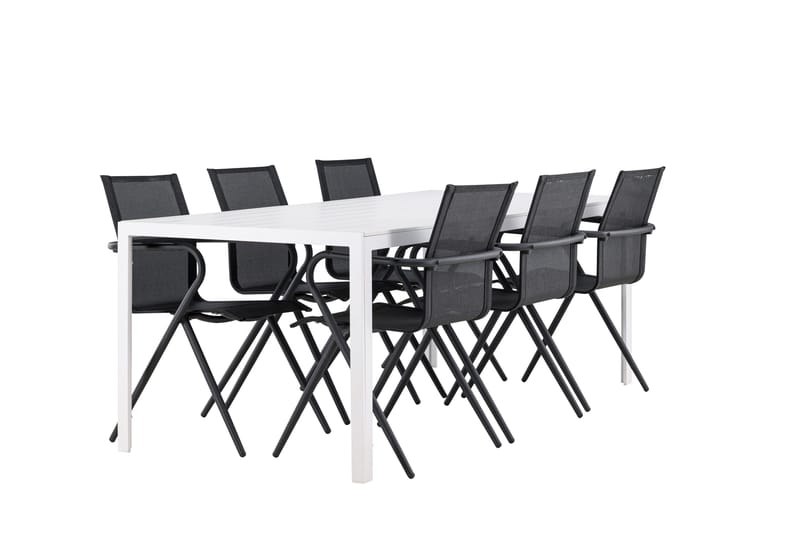 Break Matgrupp Utomhus 205 cm + 6 st Alling Matstolar Svart/Vit - Utemöbler - Utegrupp - Matgrupp utomhus