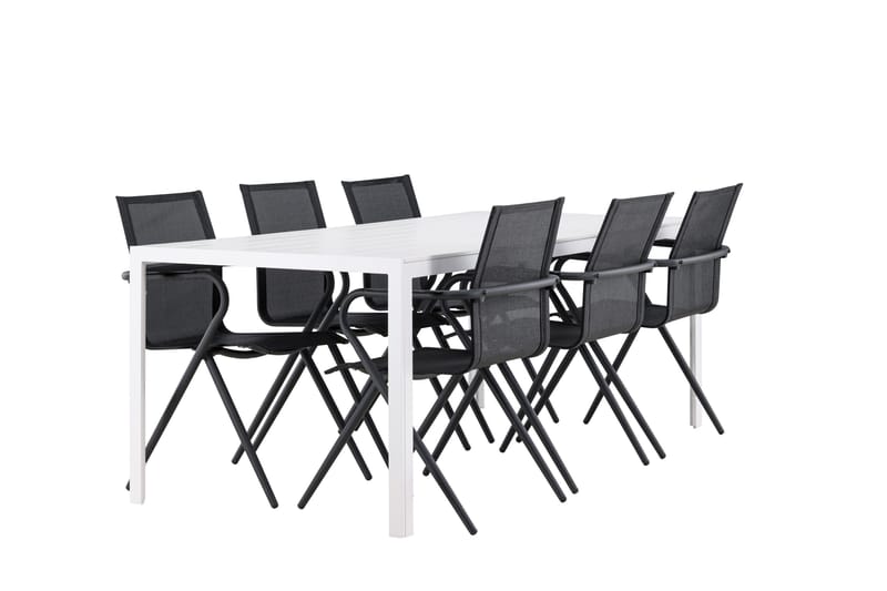 Break Matgrupp Utomhus 205 cm + 6 st Alling Matstolar Svart/Vit - Utemöbler - Utegrupp - Matgrupp utomhus