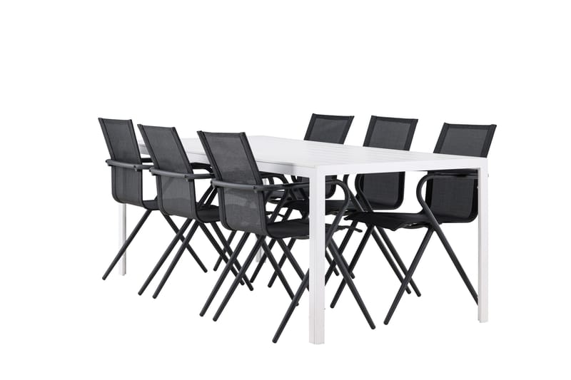 Break Matgrupp Utomhus 205 cm + 6 st Alling Matstolar Svart/Vit - Utemöbler - Utegrupp - Matgrupp utomhus