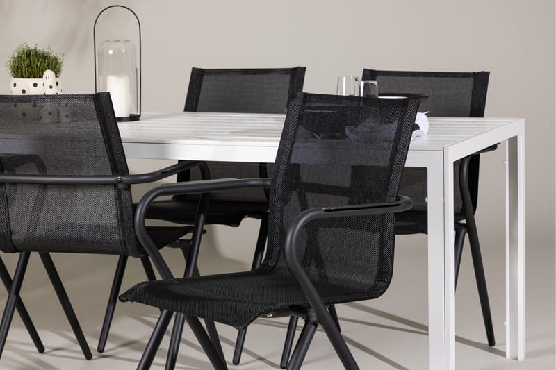 Break Matgrupp Utomhus 205 cm + 6 st Alling Matstolar Svart/Vit - Utemöbler - Utegrupp - Matgrupp utomhus