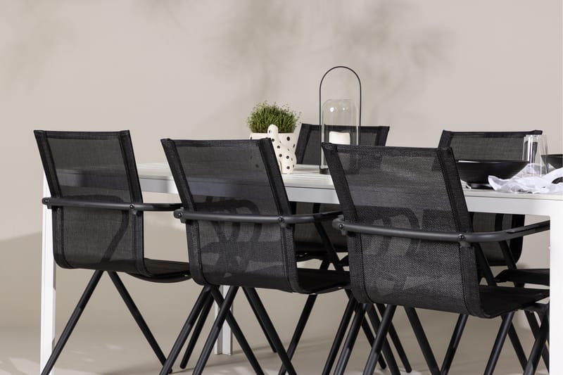 Break Matgrupp Utomhus 205 cm + 6 st Alling Matstolar Svart/Vit - Utemöbler - Utegrupp - Matgrupp utomhus