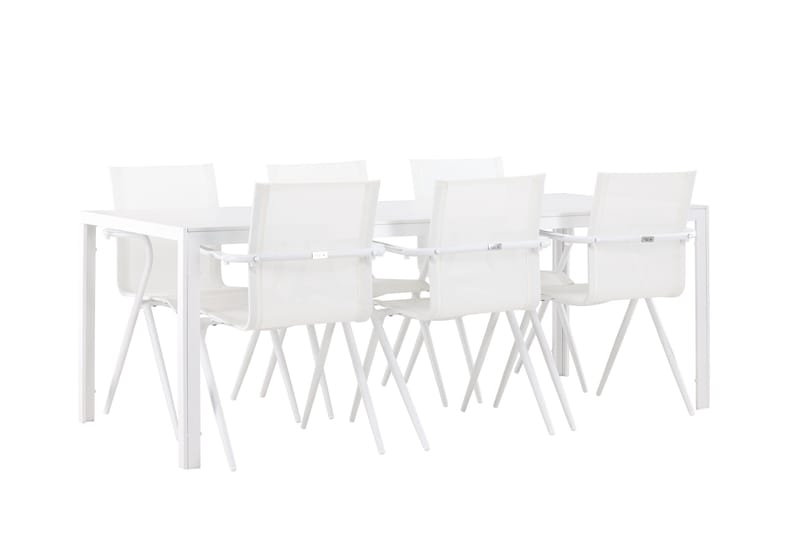 Break Matgrupp 205 cm + 6 st Alling Matstolar Vit - Utemöbler - Utegrupp - Matgrupp utomhus