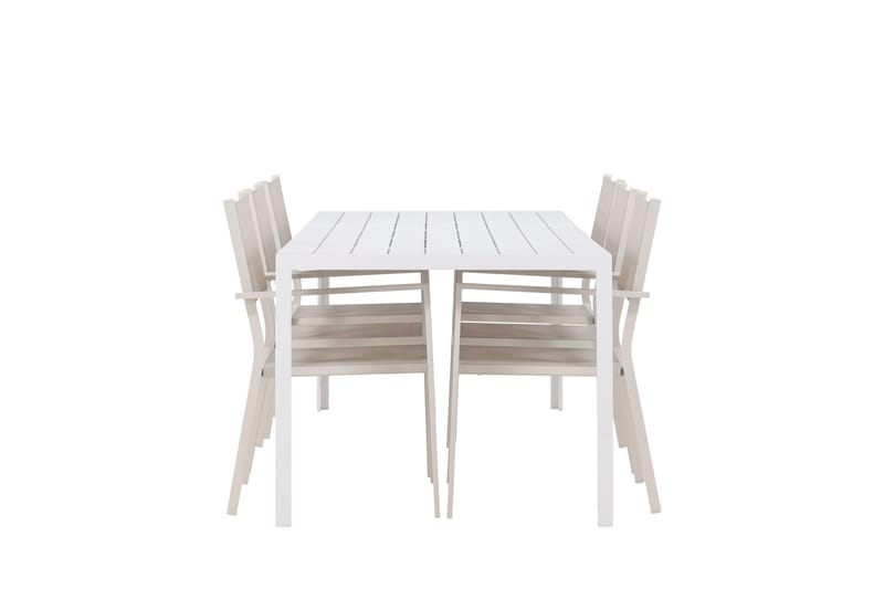Break Matgrupp Utomhus 205 cm + 6 st Copacabana Matstolar Beige/Vit - Utemöbler - Utegrupp - Matgrupp utomhus
