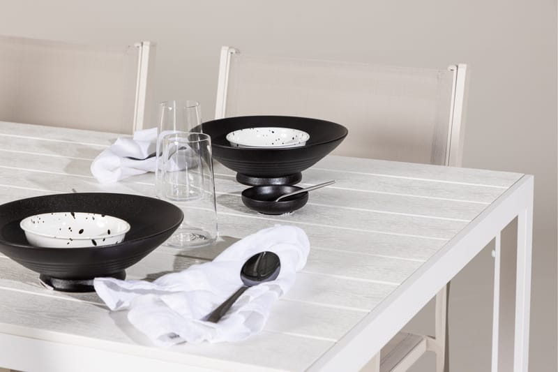 Break Matgrupp Utomhus 205 cm + 6 st Copacabana Matstolar Beige/Vit - Utemöbler - Utegrupp - Matgrupp utomhus