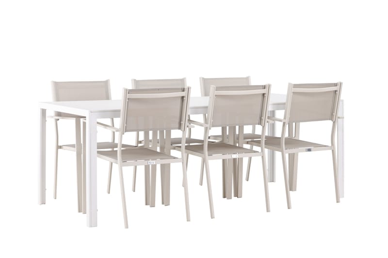 Break Matgrupp Utomhus 205 cm + 6 st Copacabana Matstolar Beige/Vit - Utemöbler - Utegrupp - Matgrupp utomhus