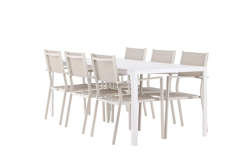 Break Matgrupp Utomhus 205 cm + 6 st Copacabana Matstolar Beige/Vit - Utemöbler - Utegrupp - Matgrupp utomhus