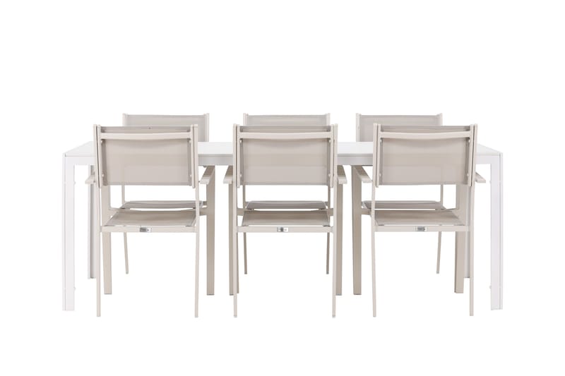 Break Matgrupp Utomhus 205 cm + 6 st Copacabana Matstolar Beige/Vit - Utemöbler - Utegrupp - Matgrupp utomhus