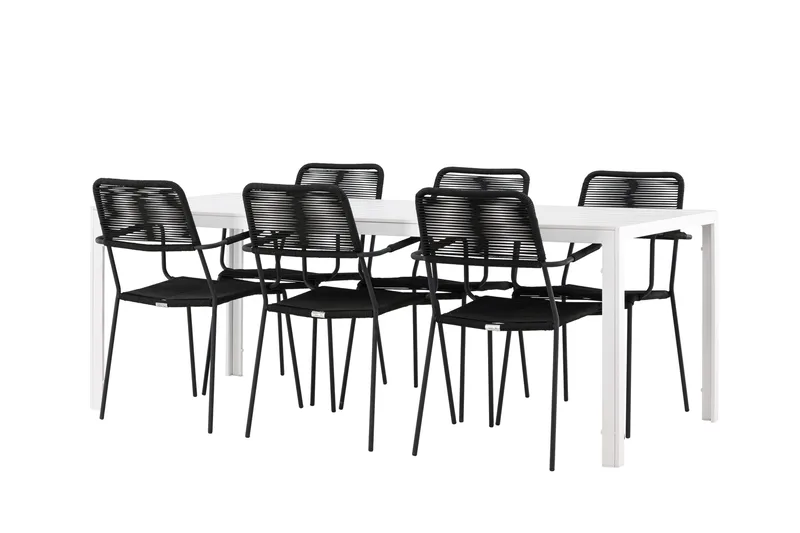 Break Matgrupp Utomhus 205 cm + 6 st Hochanas Matstolar Svart/Brun, undefined