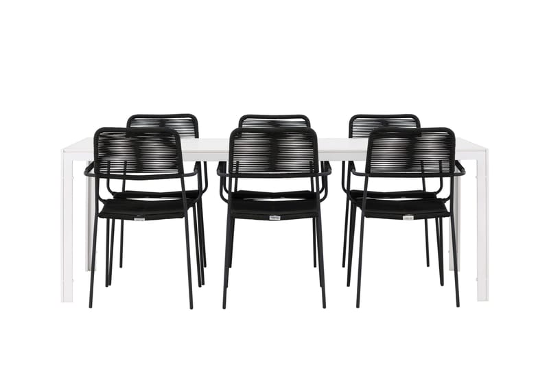 Break Matgrupp Utomhus 205 cm + 6 st Hochanas Matstolar Svart/Brun - Utemöbler - Utegrupp - Matgrupp utomhus