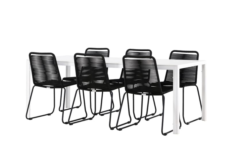 Break Matgrupp Utomhus 205 cm + 6 st Linero Matstolar Svart/Vit, undefined