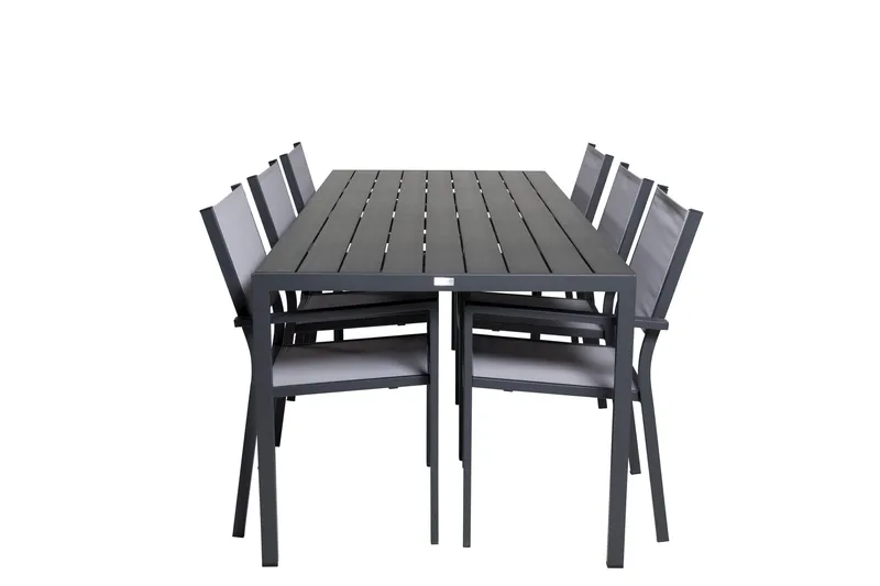 Break Matgrupp Utomhus + 6 Utestolar, Svart