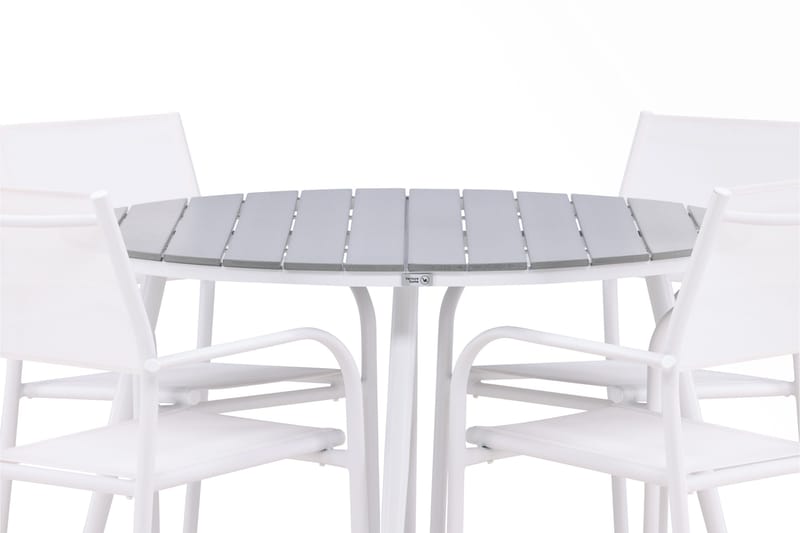 Break Matgrupp Utomhus 120 cm Rund med 4 Santorini Utestolar - Grå - Utemöbler - Utegrupp - Matgrupp utomhus