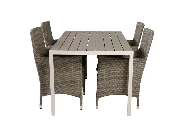 Break Matgrupp Utomhus 150 cm + 4 st Malin Matstolar Utomhusar, Grå /Vit