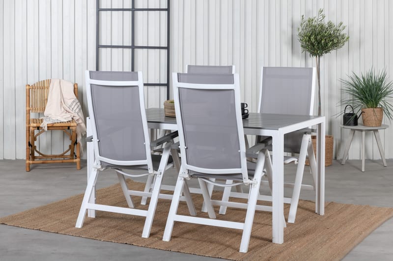 Break Matgrupp Utomhus 150cm + 4 Albany Positionsstolar Vit/Grå - Venture Home - Utemöbler - Utegrupp - Matgrupp utomhus