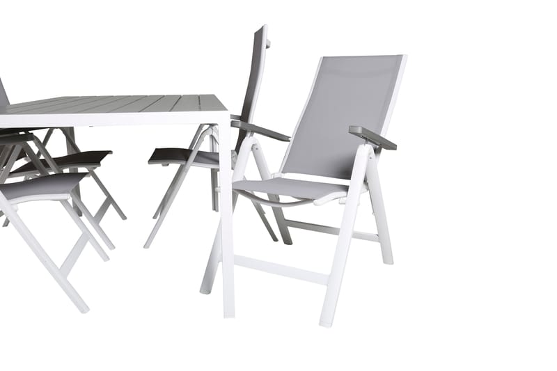 Break Matgrupp Utomhus 150cm + 4 Albany Positionsstolar Vit/Grå - Venture Home - Utemöbler - Utegrupp - Matgrupp utomhus
