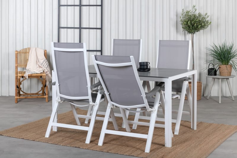 Break Matgrupp Utomhus 150cm + 4 Albany Positionsstolar Vit/Grå - Venture Home - Utemöbler - Utegrupp - Matgrupp utomhus