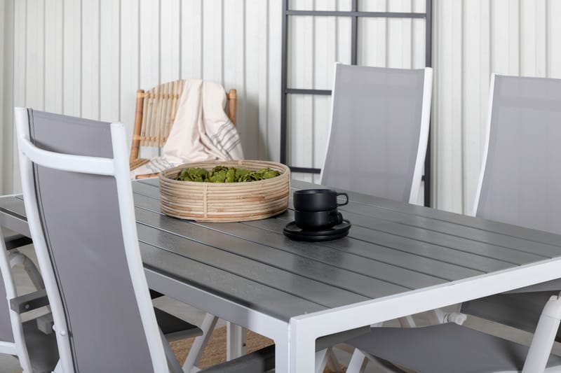 Break Matgrupp Utomhus 150cm + 4 Albany Positionsstolar Vit/Grå - Venture Home - Utemöbler - Utegrupp - Matgrupp utomhus