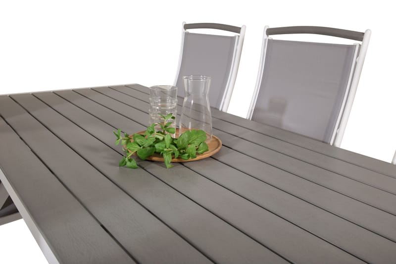 Break Matgrupp Utomhus 205 cm + 6 st Albany PositionssUtestolar - Grå /Vit - Utemöbler - Utegrupp - Matgrupp utomhus