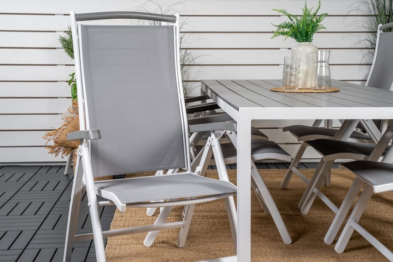 Break Matgrupp Utomhus 205 cm + 6 st Albany PositionssUtestolar - Grå /Vit - Utemöbler - Utegrupp - Matgrupp utomhus