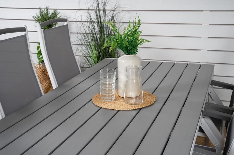 Break Matgrupp Utomhus 205 cm + 6 st Albany PositionssUtestolar - Grå /Vit - Utemöbler - Utegrupp - Matgrupp utomhus