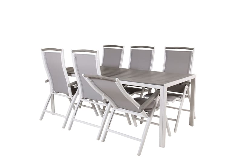 Break Matgrupp Utomhus 205 cm + 6 st Albany PositionssUtestolar - Grå /Vit - Utemöbler - Utegrupp - Matgrupp utomhus