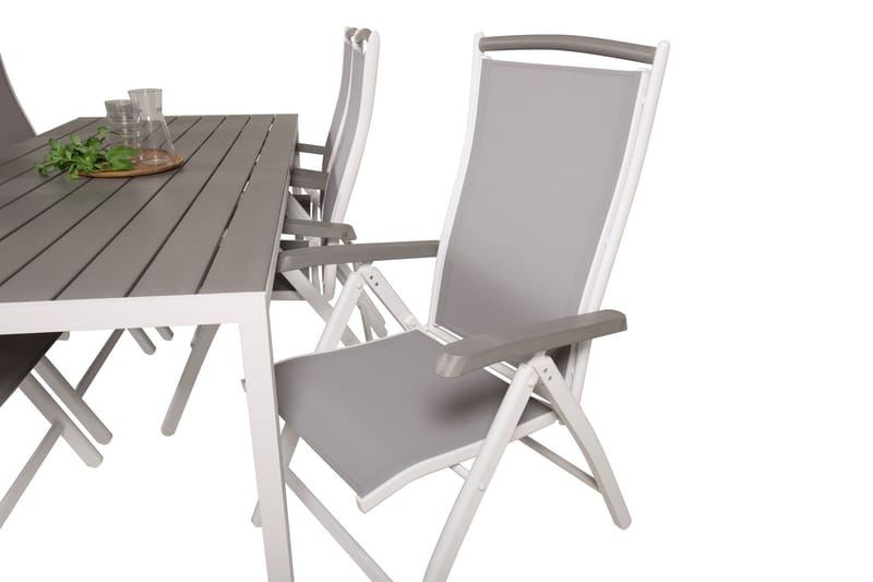 Break Matgrupp Utomhus 205 cm + 6 st Albany PositionssUtestolar - Grå /Vit - Utemöbler - Utegrupp - Matgrupp utomhus