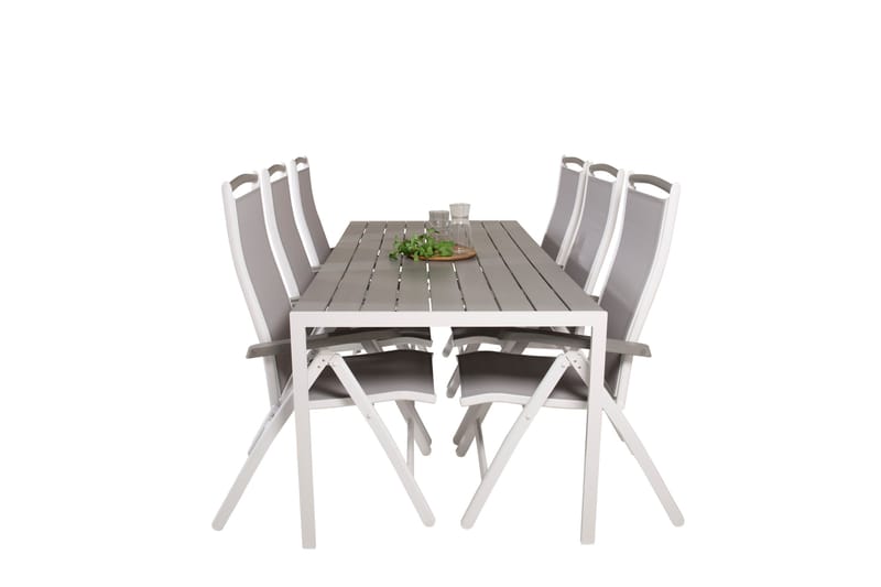 Break Matgrupp Utomhus 205 cm + 6 st Albany PositionssUtestolar - Grå /Vit - Utemöbler - Utegrupp - Matgrupp utomhus
