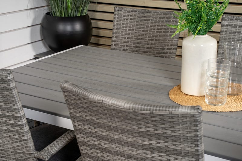 Break Matgrupp Utomhus 205 cm + 6 st Anna Karmstolar Utomhus - Grå /Vit - Utemöbler - Utegrupp - Matgrupp utomhus