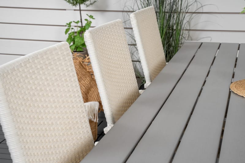 Break Matgrupp Utomhus 205 cm + 6 st Anna Matstolar Utomhusar - Grå /Vit - Utemöbler - Utegrupp - Matgrupp utomhus