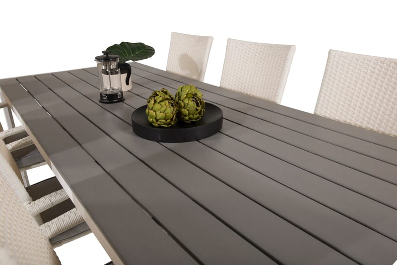 Break Matgrupp Utomhus 205 cm + 6 st Anna Matstolar Utomhusar - Grå /Vit - Utemöbler - Utegrupp - Matgrupp utomhus