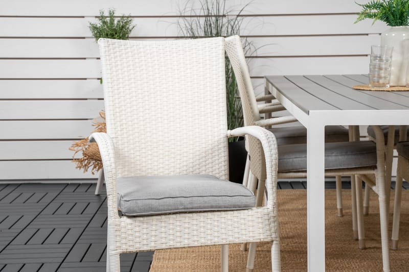 Break Matgrupp Utomhus 205 cm + 6 st Anna Matstolar Utomhusar - Grå /Vit - Utemöbler - Utegrupp - Matgrupp utomhus